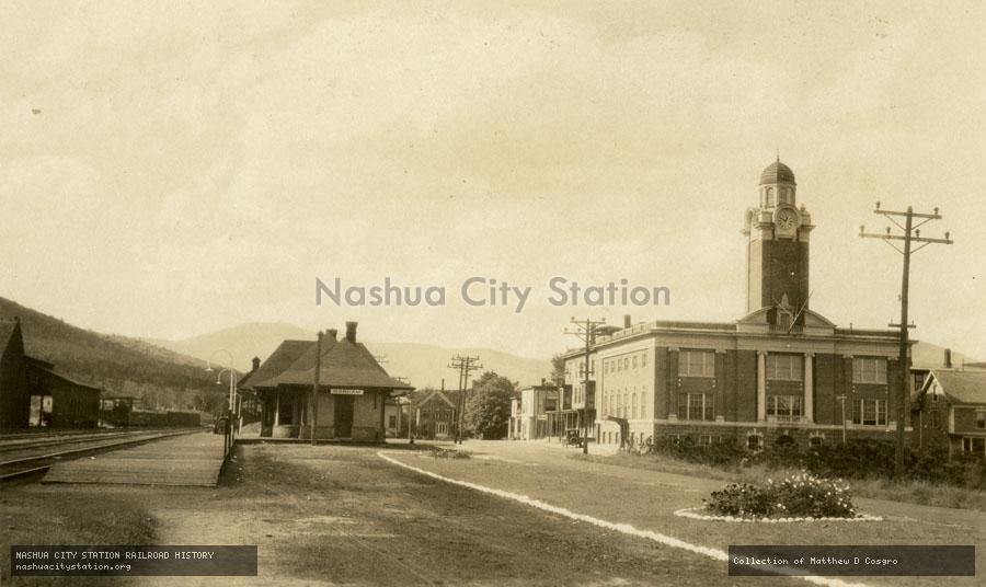 Postcard: Municipal Building and Grand Trunk Railway Station, Gorham, New Hampshire